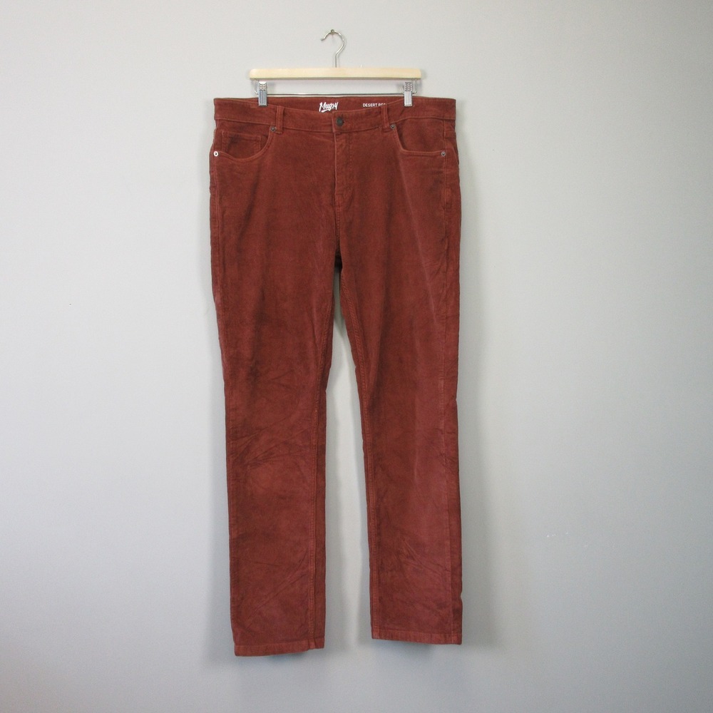 Mugsy Corduroy Pants Men 38 x 34 Desert Red Cotton 5 Pocket Stretch 754